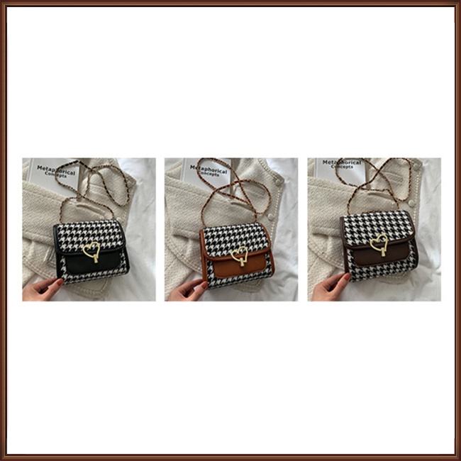 Túi Đeo Chéo Hình Vuông Cỡ Nhỏ Phối Dây Đeo Sợi Xích Phong Cách Cổ Điển Thời Trang Cho Nữ