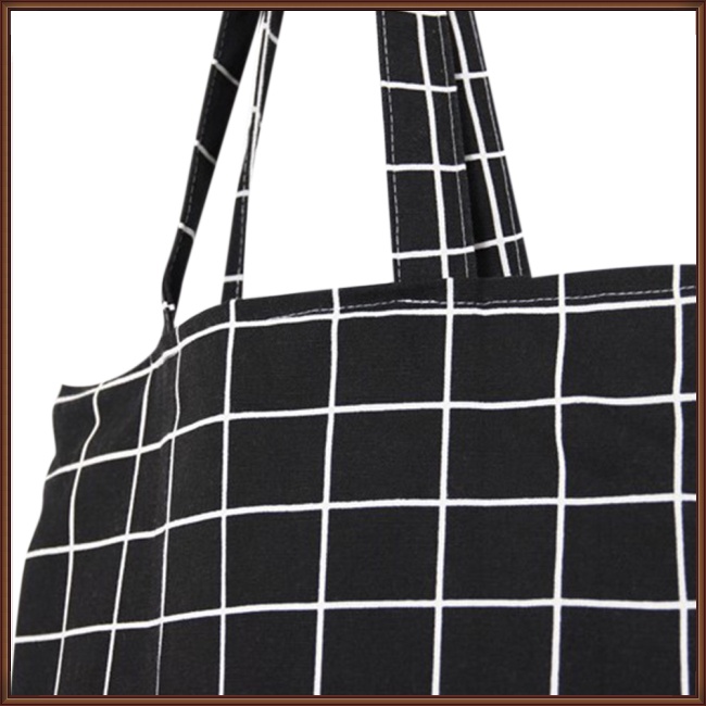 Túi Xách Vải Cotton Lanh Thân Thiện Với Môi Trường Họa Tiết Kẻ Sọc Thời Trang Cho Nữ