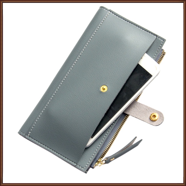 Jaz Ví Dài Ba Ngăn Đựng Thẻ Bằng Da PU Màu Trơn Cho Nữ