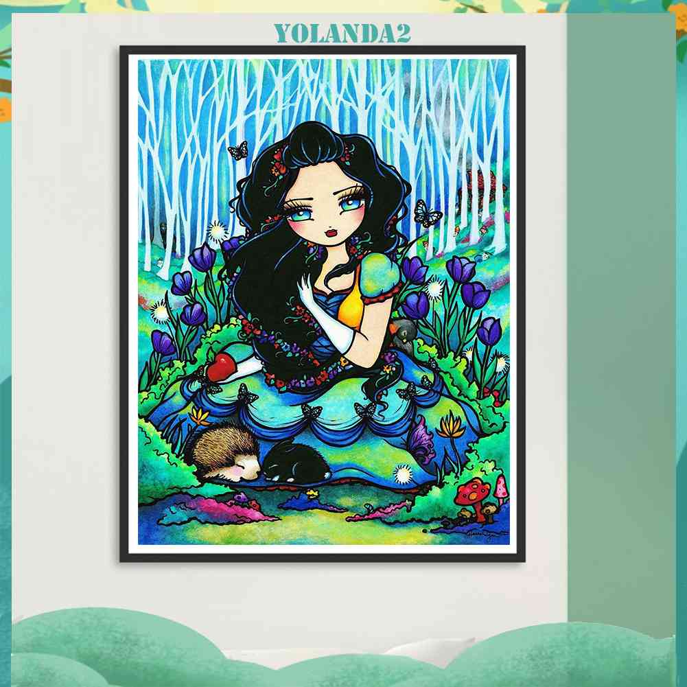 Tranh Đính Đá Kim Cương Toàn Bộ 5D DIY Hình Vẽ Cô Gái Và Hoa Trang Trí Nhà