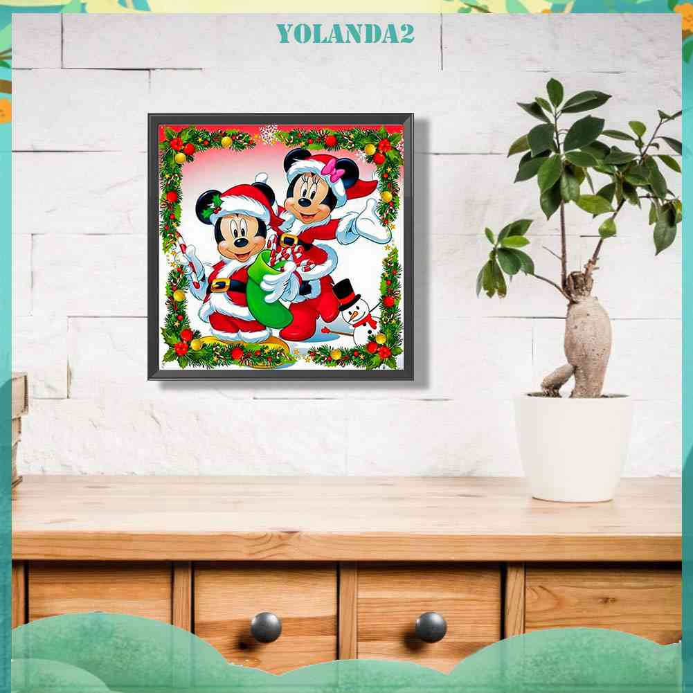 DISNEY Bộ Tranh Đính Đá 5D DIY Hình Mickey Minnie Phong Cách Giáng Sinh Dành Cho Trang Trí Nhà Cửa