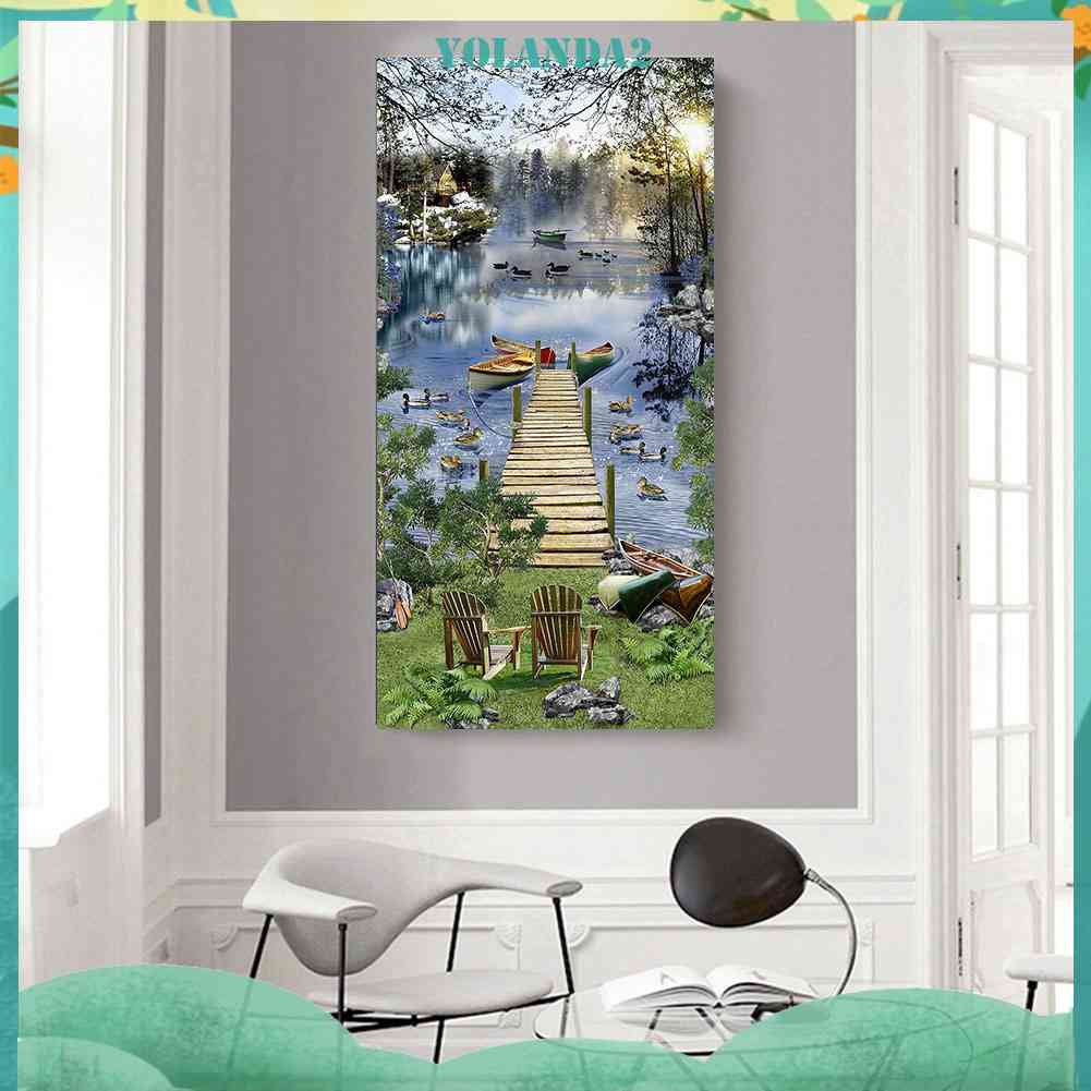 Bộ Tranh Đính Đá Toàn Diện Họa Tiết Đường Phố Hồ Độc Đáo Trang Trí Nhà Cửa