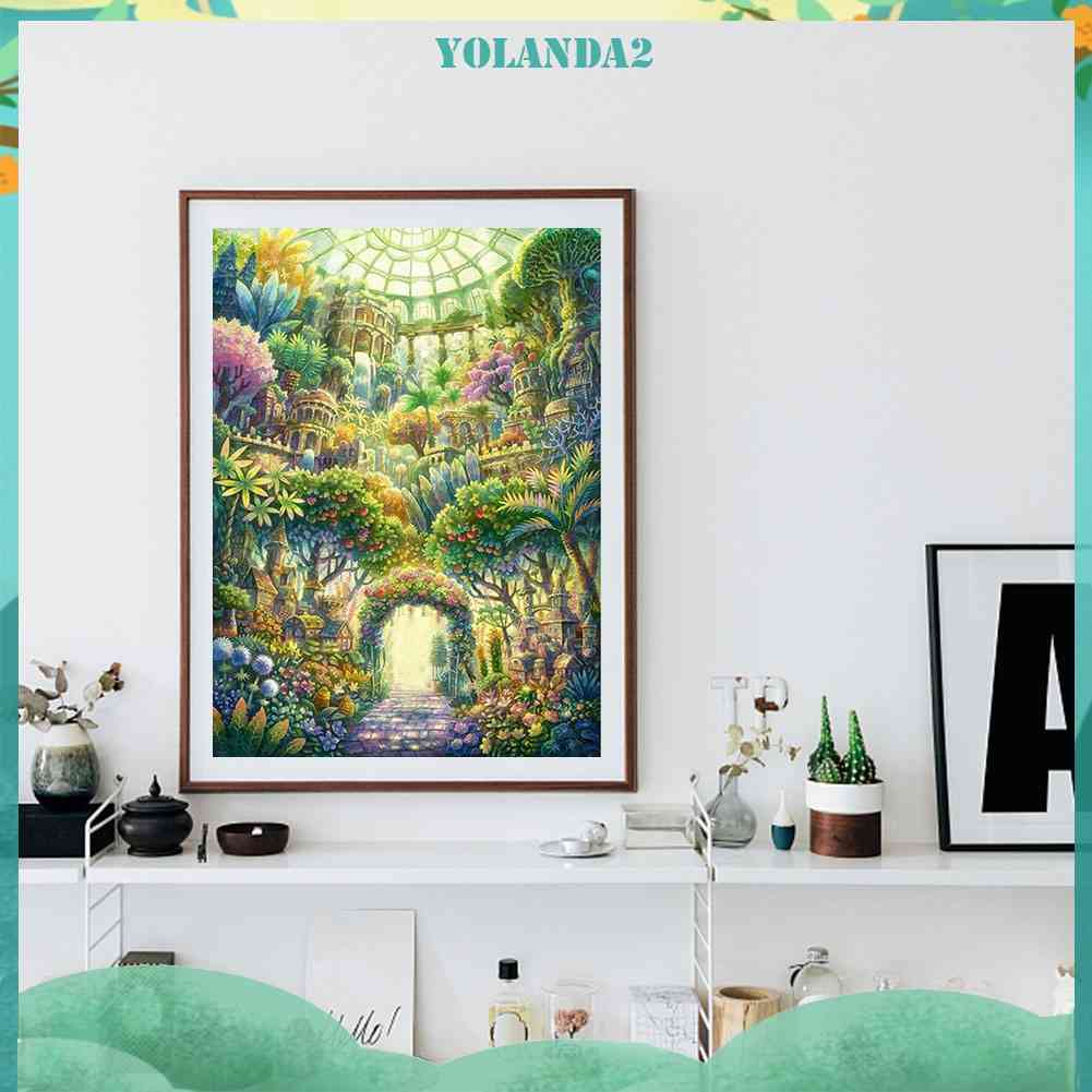 Tranh Đính Đá Kim Cương Toàn Bộ 5D DIY Hình Lâu Đài Khu Vườn