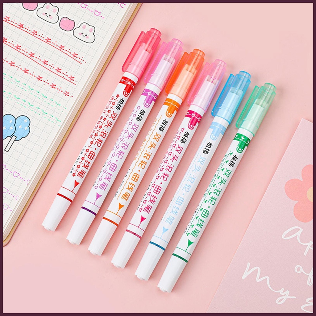 Set 6 Bút Lông Hai Đầu Ngòi Mảnh Vẽ Đường Nét Mảnh Dành Cho Tạp Chí Khảm Đá