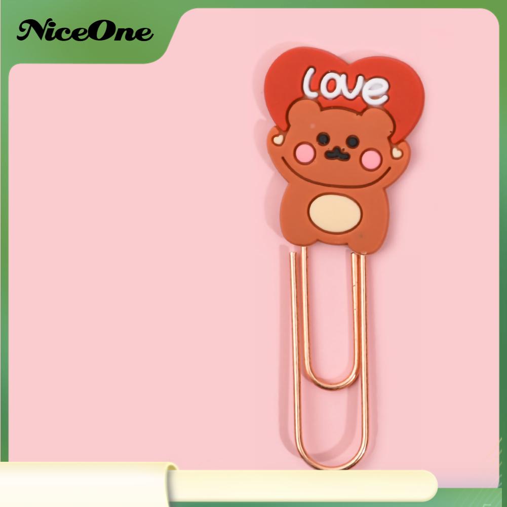 NiceOne  Kẹp đánh dấu trang Hoạt hình dễ thương Kim loại Cao su mềm Nhẹ văn phòng di động để phân