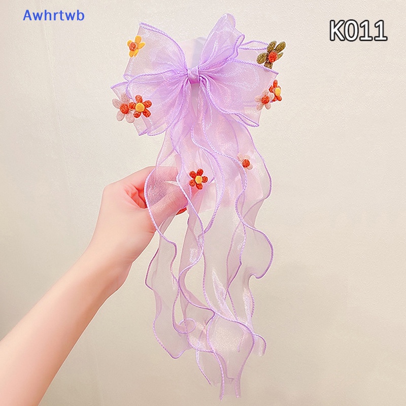 Kẹp Tóc Ruy Băng Dài Hình Hoa Nhiều Màu Sắc Thời Trang Xuân Hè Cho Bé Gái Mới