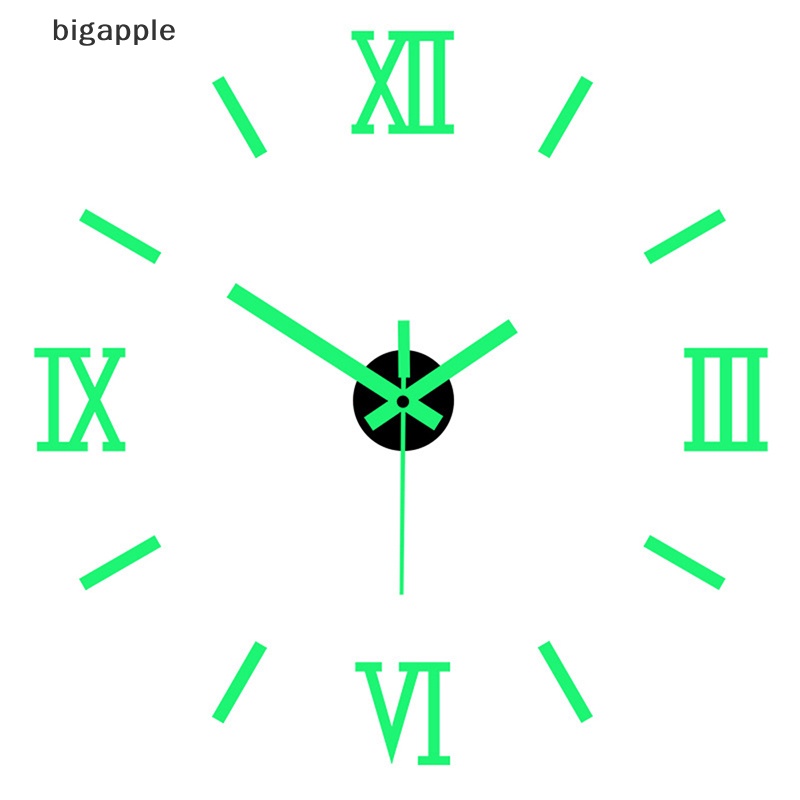 Đồng Hồ Dán Tường 3D Màu Dạ Quang Không Khung DIY