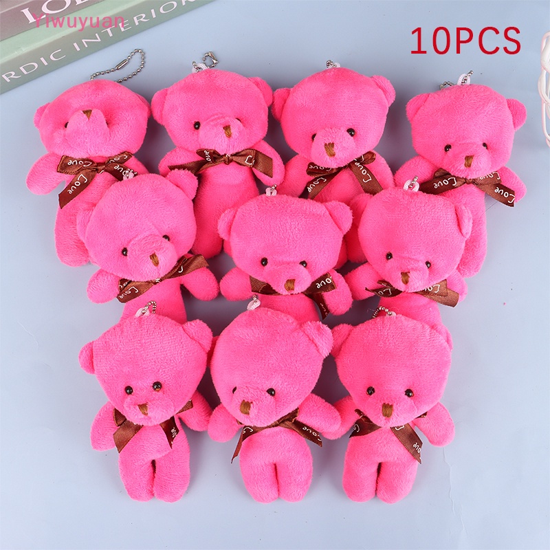 Bộ 10 Gấu Bông Mini 12cm Trang Trí Bó Hoa / Móc Khóa Mới