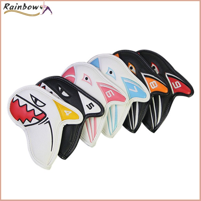 Bộ 9 / 11 Vỏ Bọc Bảo Vệ Đầu Gậy Đánh Golf Chống Trầy Xước Thêu Hình Cá Mập Đại Bàng Dễ Thương