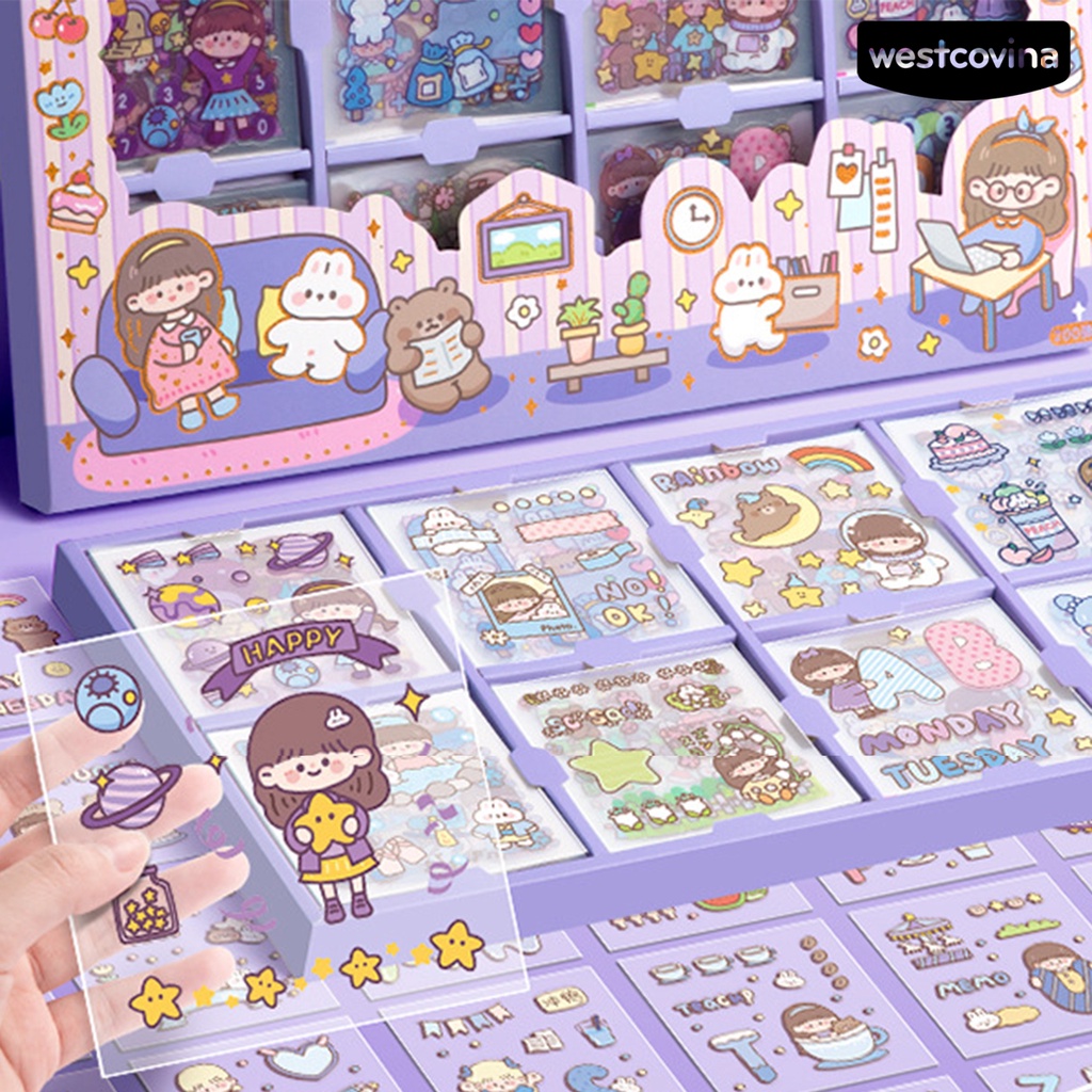[COD]♪Bộ 200 Miếng Dán Tự Dính Họa Tiết Hoạt Hình Dễ Thương Chống Thấm Nước Trang Trí Sổ Tay / Đồ Dùng