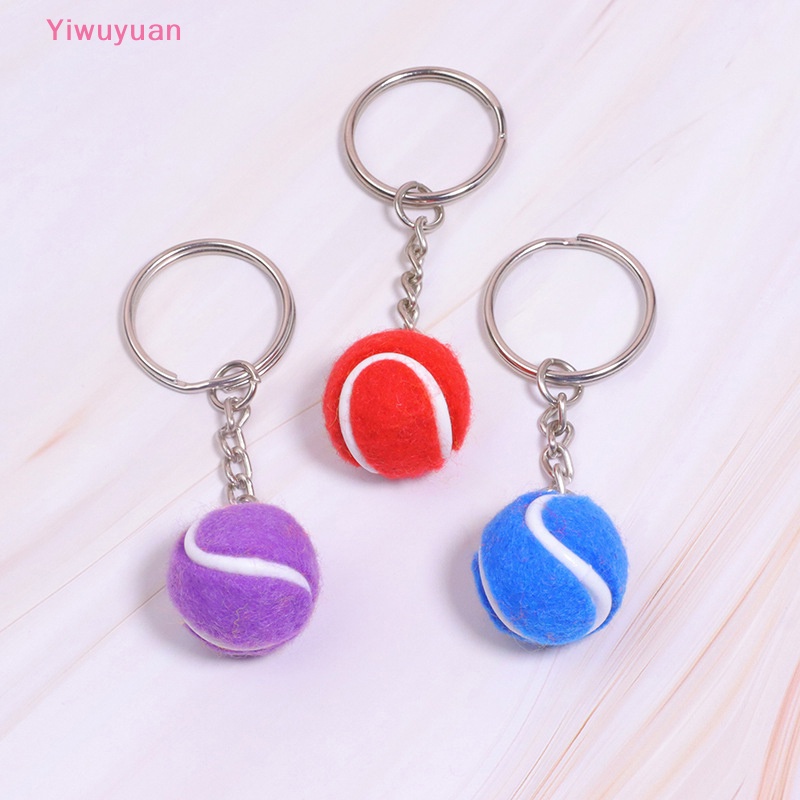 Móc Khóa Kim Loại Gắn Quả Bóng Tennis 6 Màu Mới