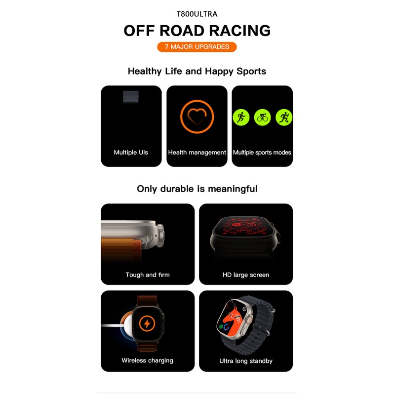 Đồng Hồ Thông Minh t800 Kết Nối bluetooth Màn Hình 1.99-inch hd android