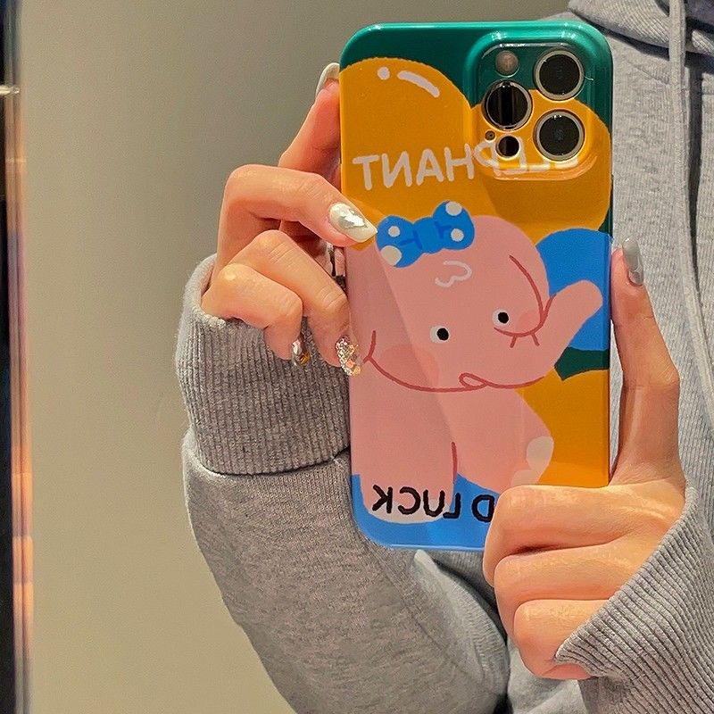 Ốp Điện Thoại Cứng Siêu Mỏng Họa Tiết Chú Voi Dễ Thương Dành Cho Iphone 13 EEYZ 14 Pro 78p 11 max