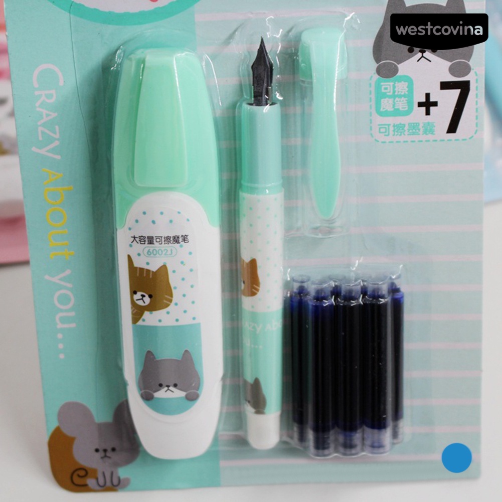 [COD]♪Bút Máy Ngòi Lớn Kèm 7 Lõi Mực Thay Thế