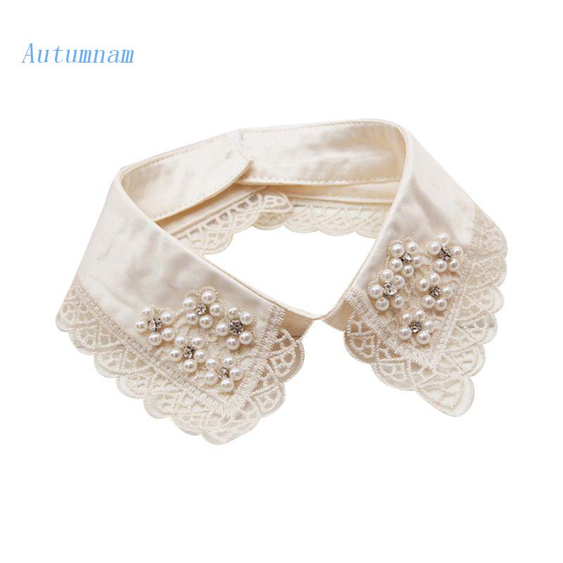 Cổ Áo Ren Đính Ngọc Trai Nhân Tạo Có Thể Tháo Rời Thời Trang Cho Nữ