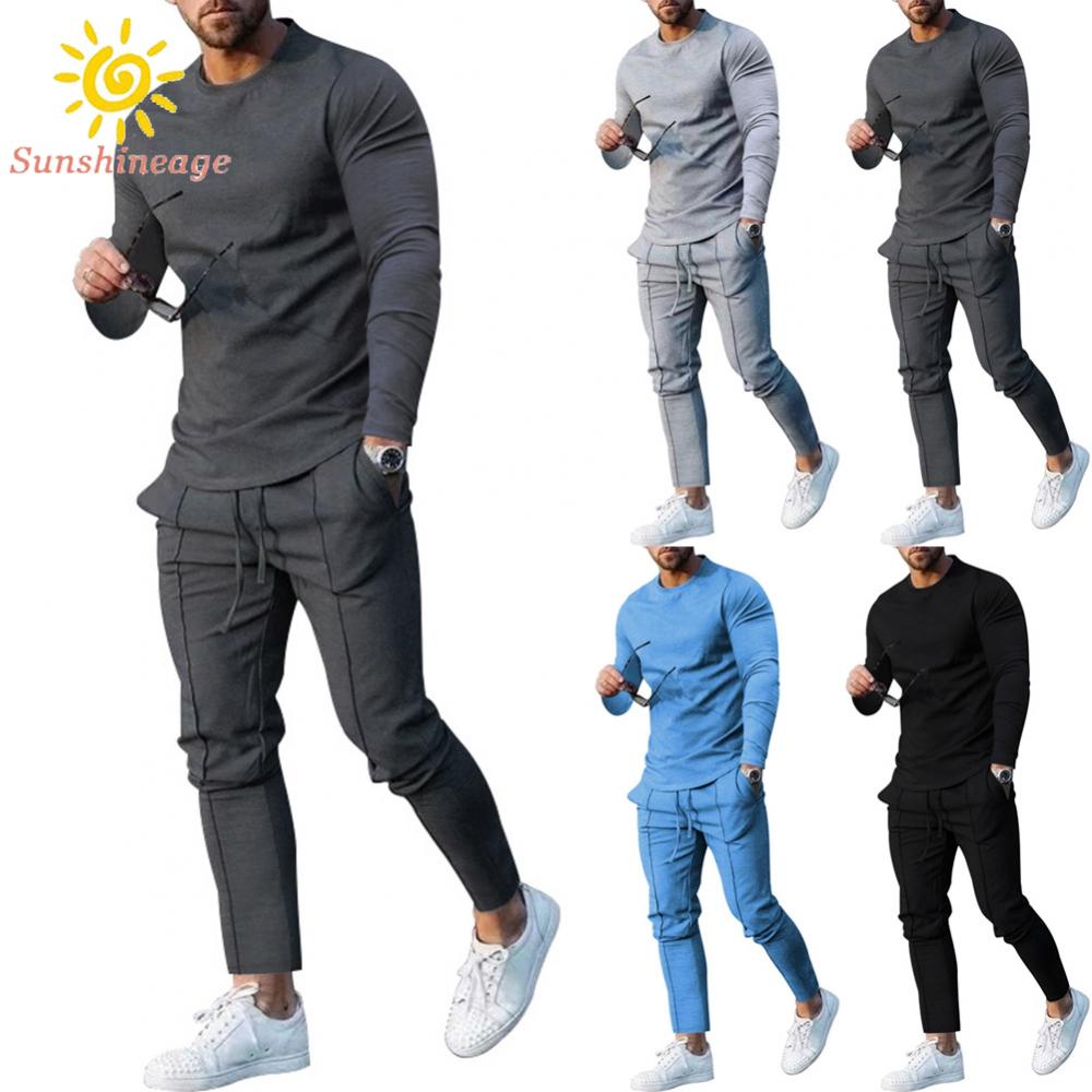 Bộ Quần Áo Thể Thao Nam Cổ Tròn Phong Cách Vintage