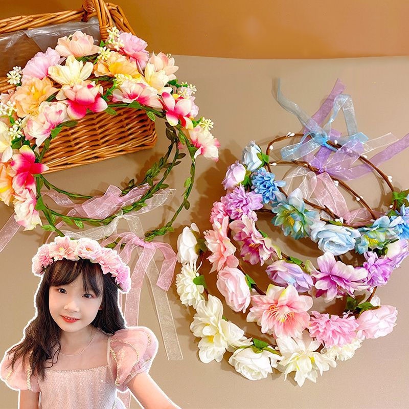 Băng Đô Cài Tóc Đính Hoa &amp; Vương Miện Thời Trang Hàn Quốc