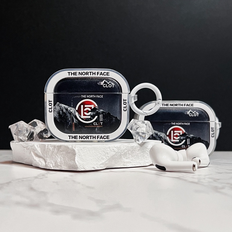 Vỏ Bảo Vệ Hộp Sạc Tai Nghe Bluetooth AirPods 1 2 3 Pro2 2022 Bằng Silicon tpu Mềm Trong Suốt In Logo North Face Thời Trang Chống Sốc