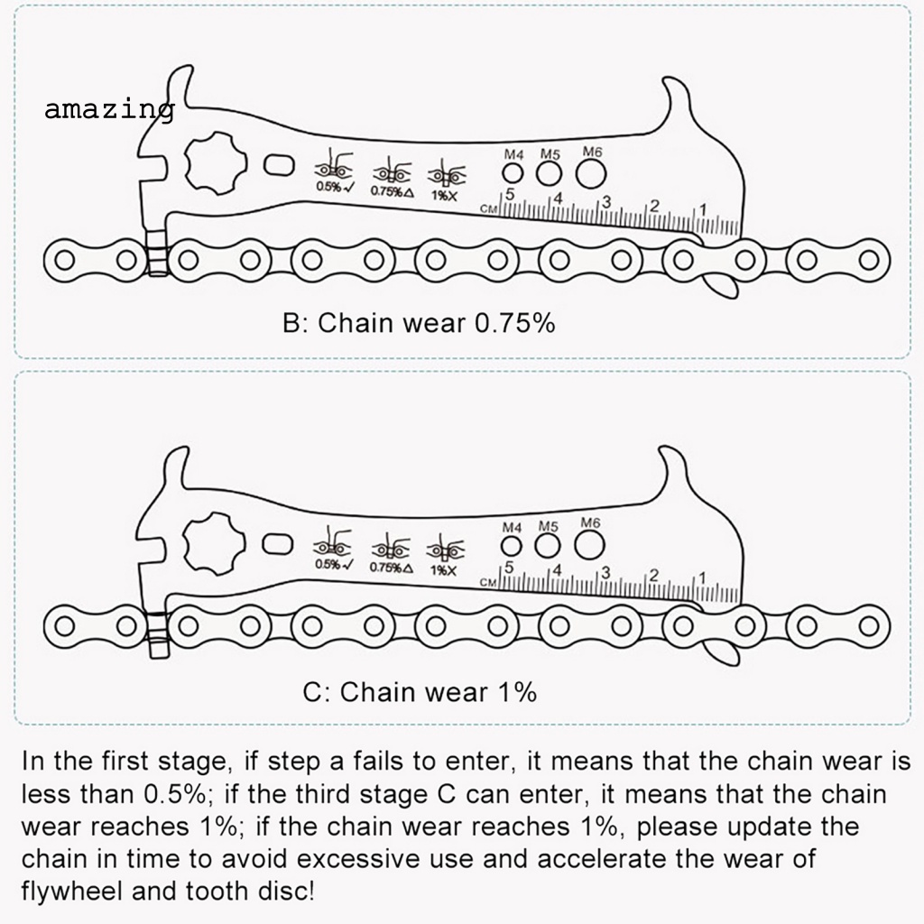 Thước Đo Dây Xích Xe Đạp Màu Sắc Bạc Tiện Dụng