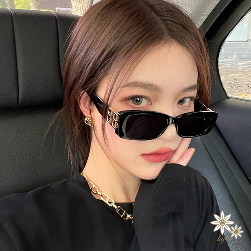 Kính râm gọng vuông nhỏ bản lề kim loại phong cách hip hop phương Tây cổ điển hàng 2023 dành cho nam và nữ