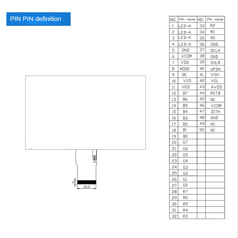 1 Màn Hình TFT LCD 7 Inch 50 Pins HD 800X480 Thay Thế Cho Xe Hơi