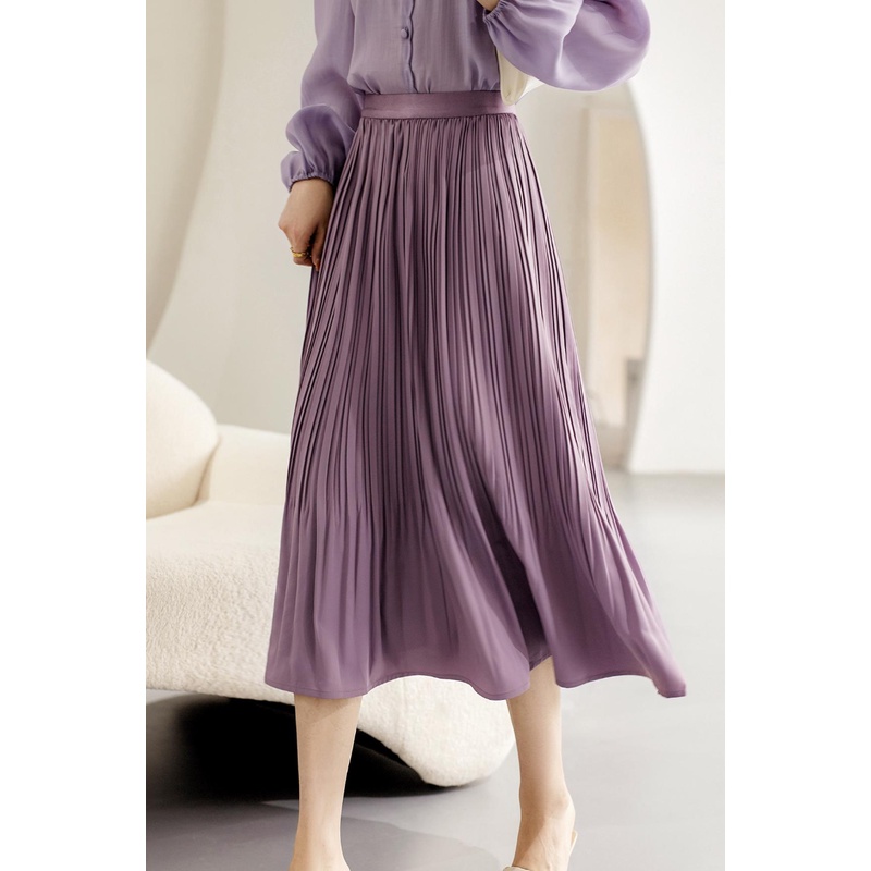 Chân Váy Chữ A Xếp Ly Lưng Cao Co Giãn Bốn Màu Tùy Chọn Thời Trang Mùa Xuân Cho Nữ