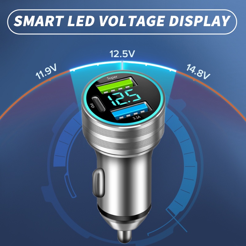SEAMETAL Tẩu Sạc Hai Cổng USB 12V 66W QC3 PD Tiện Dụng Cho iphone Huawei Xiaomi OPPO