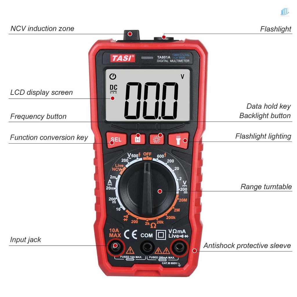Đồng Hồ Vạn Năng Kỹ Thuật Số TASI TA801A RMS Mini OHM NCV