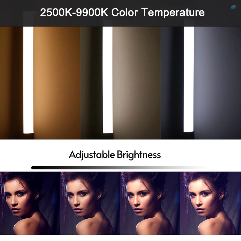 Đèn LED Ống Cầm Tay Andoer D3 RGB 2500K-9900K 21 Hiệu Ứng Ánh Sáng Điều Khiển Từ Xa Kèm Pin Tích Hợp Màn Hình LCD