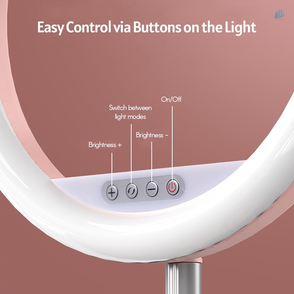 Vòng Đèn LED Tròn 10 Inches 10 Inch Có Thể Gập Lại Xoay 360 Độ Kèm Giá Đỡ Điện Thoại 3 Chế Độ Hỗ Trợ Quay Video Trang Điểm Chụp Ảnh