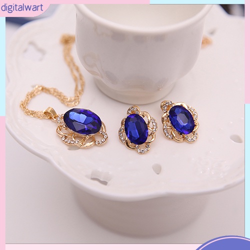 Bộ Vòng cổ + Bông Tai Đính Đá Thời Trang Cho Nữ