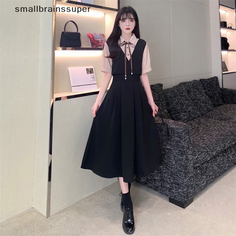 Đầm Maxi Giả Hai Lớp Dáng Chữ A Phong Cách Vintage Thời Trang Mùa Hè Hàn Quốc Cho Nữ SBS