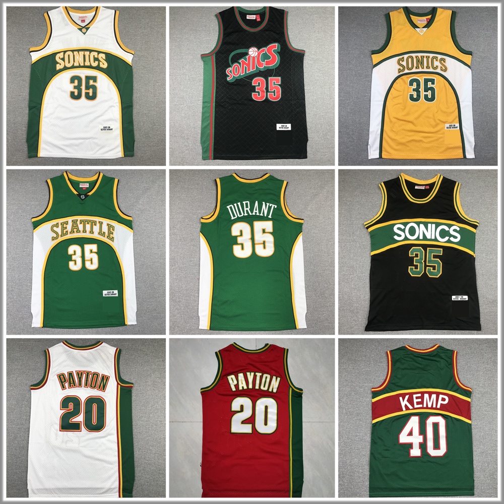 Áo Bóng Rổ Seattle SuperSonics Jersey Thêu Payton Kemp Durant Jersey Mùa Hè Cho Nam