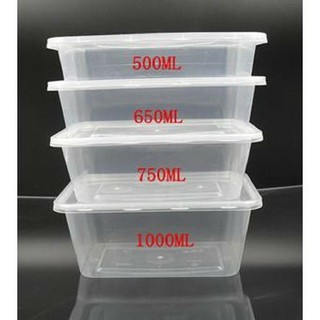 Set 10 Hộp Nhựa Chữ Nhật 500ml 650ml 750ml 1000ml Đổ Rau Cau Thạch 4d