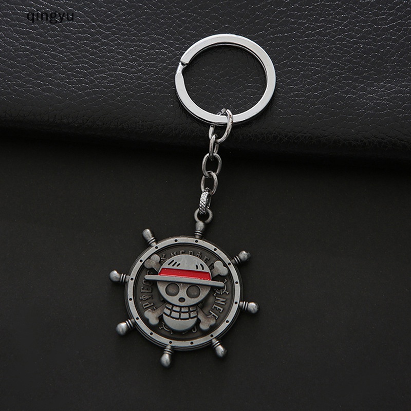 Móc Khóa Kim Loại Hình Nón Đầu Lâu / Bánh Lái Xoay Được Mẫu One Piece Luffy