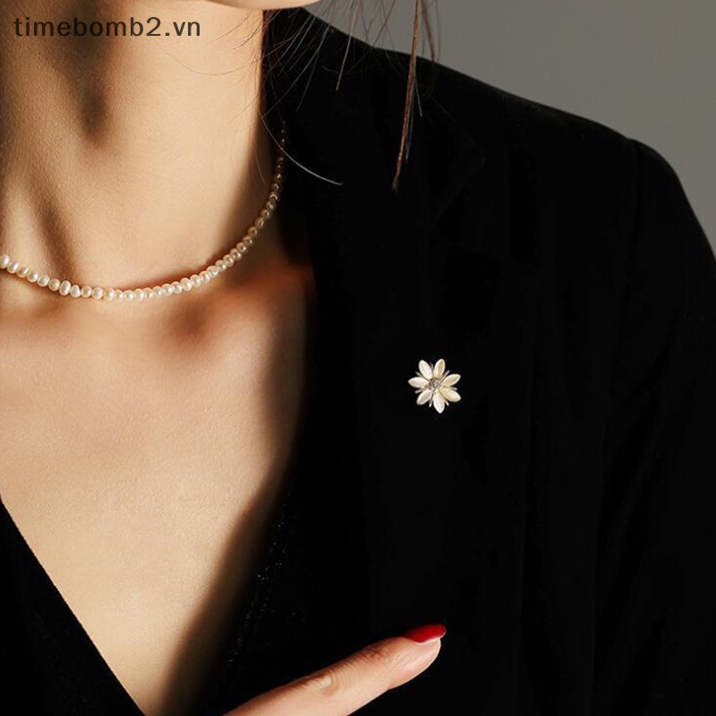 {Timebomb} Ghim Cài Áo Hình Hoa Ngọc Trai Zircon Mắt Mèo Vintage Dễ Phối Đồ Trang Trí Cho Bữa Tiệc
