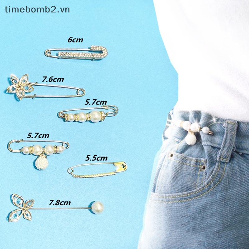 Set 6 Ghim Cài Áo Đính Ngọc Trai Nhân Tạo Thời Trang