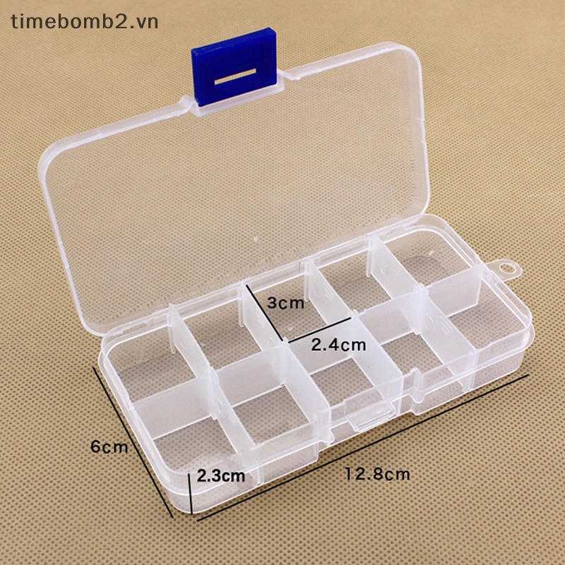 Hộp Nhựa Trong Suốt 10 Ngăn Đựng Hạt / Trang Sức / Móng Tay Nghệ Thuật