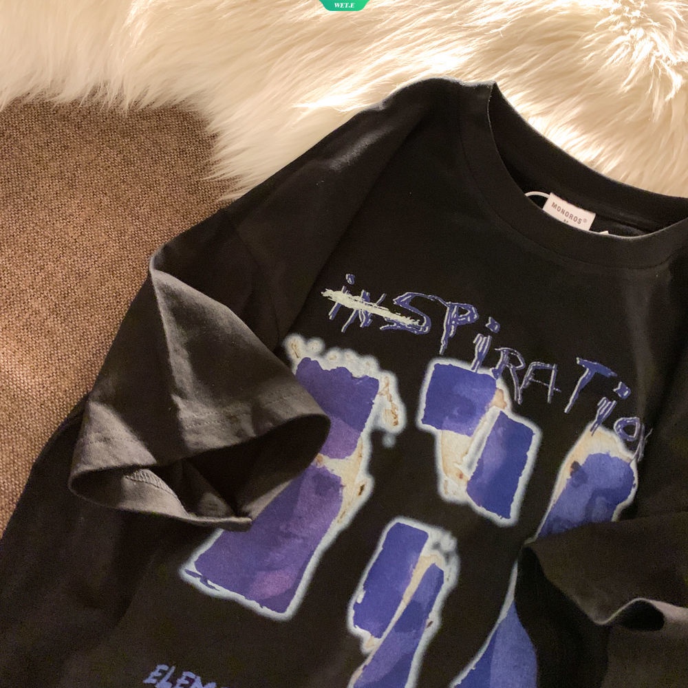 Áo Thun Tay Ngắn Dáng Rộng Bằng Cotton In Họa Tiết Graffiti Đơn Giản Thời Trang Mùa Hè Hàng Mới Dành Cho Nam Nữ