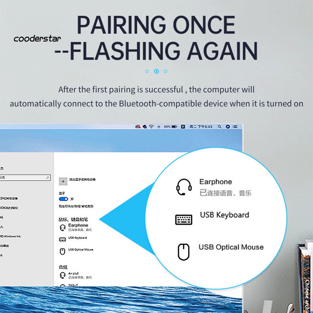 Thiết Bị Truyền Nhận Tín Hiệu Bluetooth 5.0 Không Dây Đa Năng Cho Bàn Phím