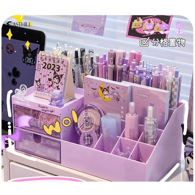 SANRIO Hộp Đựng Bút Để Bàn Họa Tiết Kuromi My Melody Cinnamoroll Dễ Thương Đa Năng Tiện Dụng Cho Học Sinh