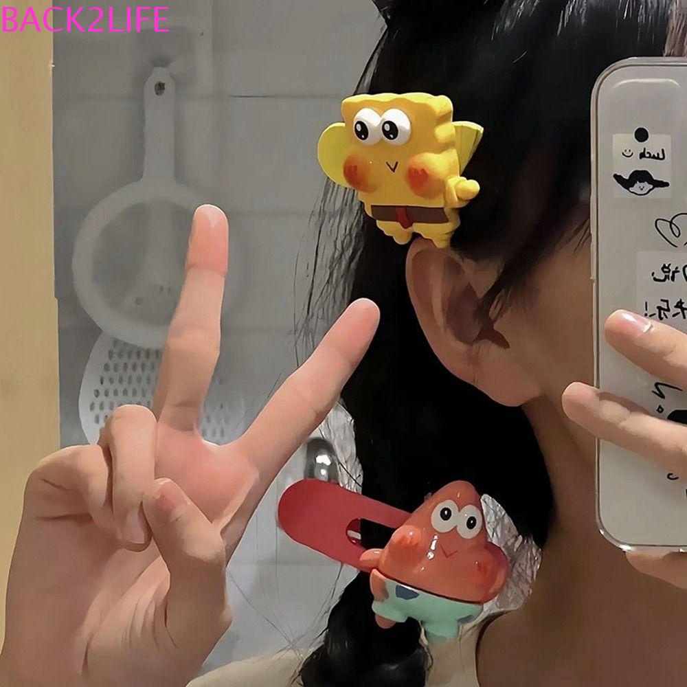 Kẹp Tóc Mỏ Vịt Hình Học / Ngôi Sao / Bọt Biển Patrick Hoạt Hình Dễ Thương Cổ Điển 2L