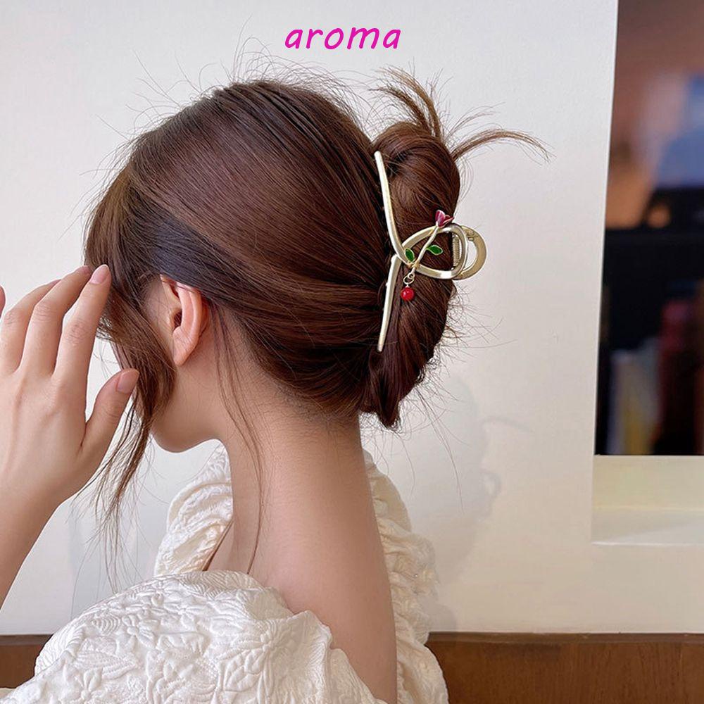 Kẹp Tóc Hình Hoa Hồng Bằng Kim Loại Phong Cách Vintage Ngọt Ngào Cho Nữ