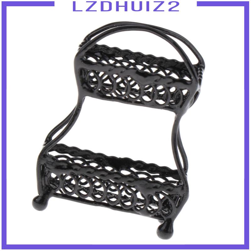 Rổ Đựng Trái Cây 2 Tầng Mini 1 / 12 Màu Đen Trang Trí Nhà Búp Bê