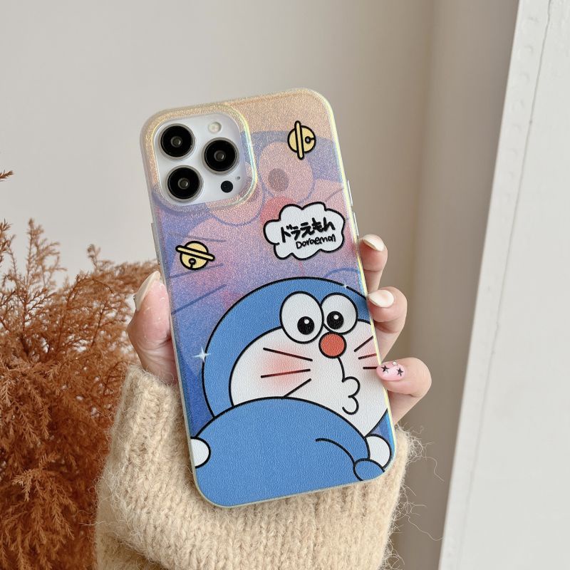 Ốp Điện Thoại Lụa Họa Tiết Doraemon Nhiều Màu Sang Trọng Cho iPhone 14 13promax 12 11