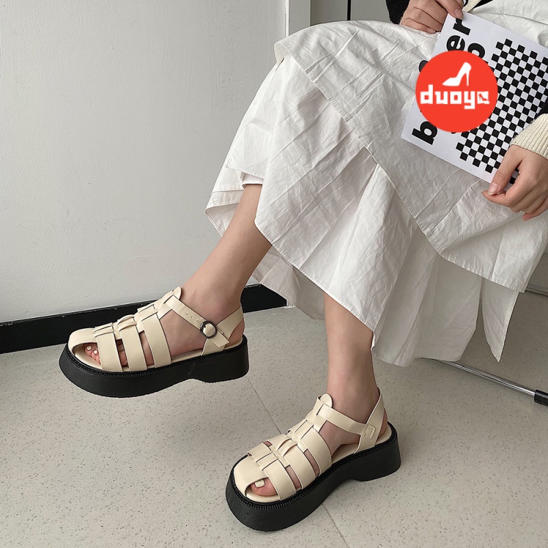 Giày Sandal Đế Dày Tăng Chiều Cao Thời Trang Xuân Hè 2022 Phong Cách Retro Cho Nữ