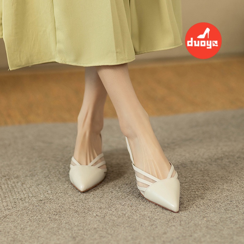 Đôi Tóc Thẳng ~ [Hàng Có Sẵn] Giày Sandal Mũi Nhọn Gót Thấp Pha Lê Phong Cách Pháp Thời Trang Xuân Hè Mới 2022 Chống Va Chạm Dễ Phối Đồ Cho Nữ Giày Cao Gót Đính Đá Kim Cương Giả Chống Trượt Cao Cấp Thời Trang