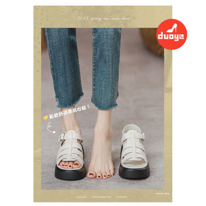 Duoya Tóc Thẳng ~ [Hàng Có Sẵn] Giày Sandal Đế Dày Bằng Da Mềm Đế Dệt Rỗng Thời Trang Cho Nữ Miễn Phí Vận Chuyển