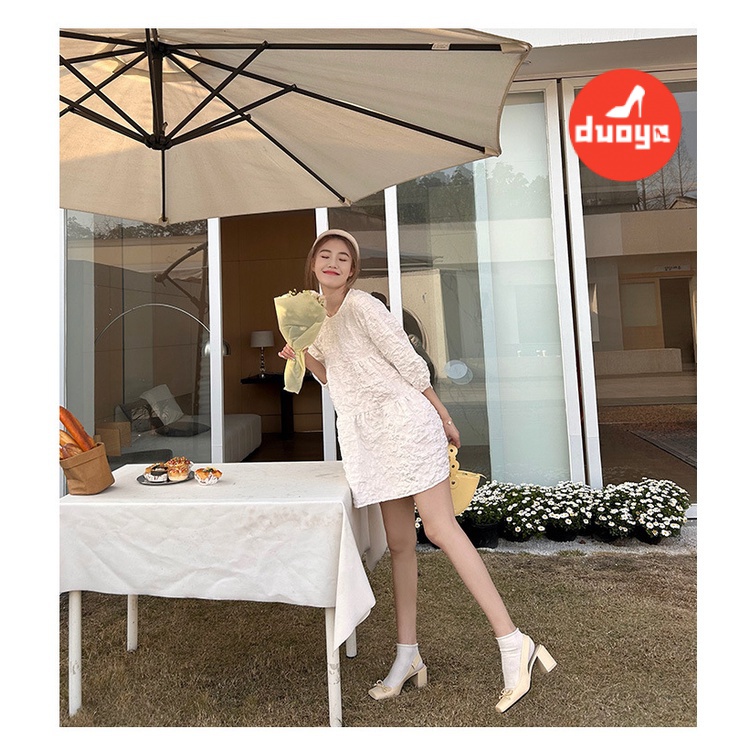 Duoya Hair Thẳng ~ [Hàng Có Sẵn] Giày Cao Gót Mũi Vuông Hở Ngón Màu Sắc Phù Hợp Với Mùa Xuân Hè Cho Nữ Miễn Phí Vận Chuyển