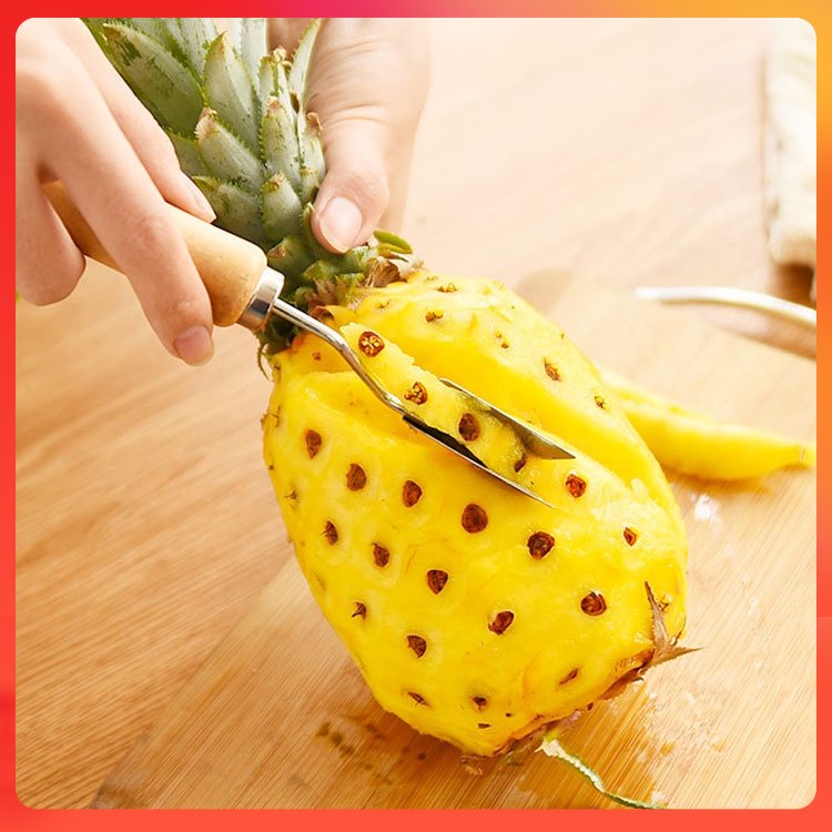 Dụng Cụ Cắt Mắt Thơm, Dứa Hình Chữ V Cán Gỗ Tiện Lợi - Dao Lấy Mắt thơm Đa Năng